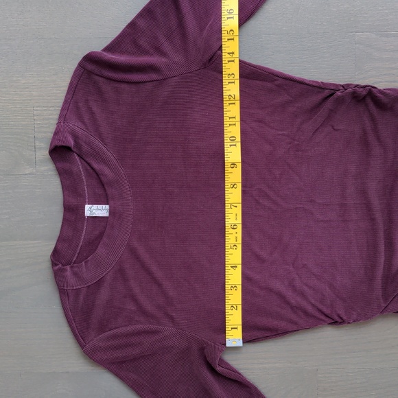 FREE PEOPLE | Ribbed Short Sleeve T-shirt Crew Neck Side Ruffles Womens S - Picture 8 of 10